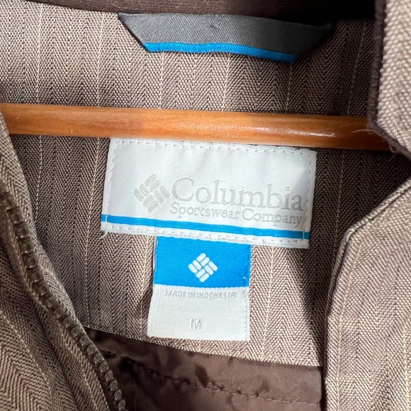 Columbia Omni-Tech Jacket Women Medium Hood Brown Tan Waterproof Ski Parka Coat - Picture 3 of 13